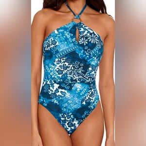 Lauren Ralph Lauren Women's Ring One-Piece Swimsuit, Multi Size 14